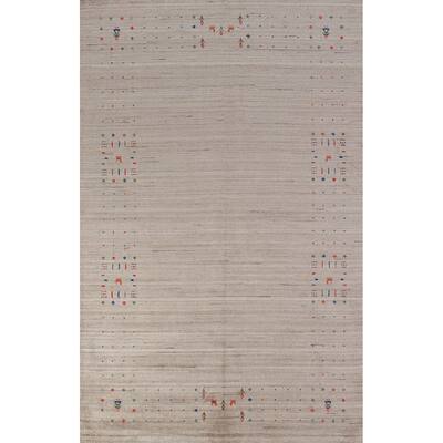 Tribal Gabbeh Oriental Area Rug Hand-Knotted Wool Carpet - 5'9"x 9'0"