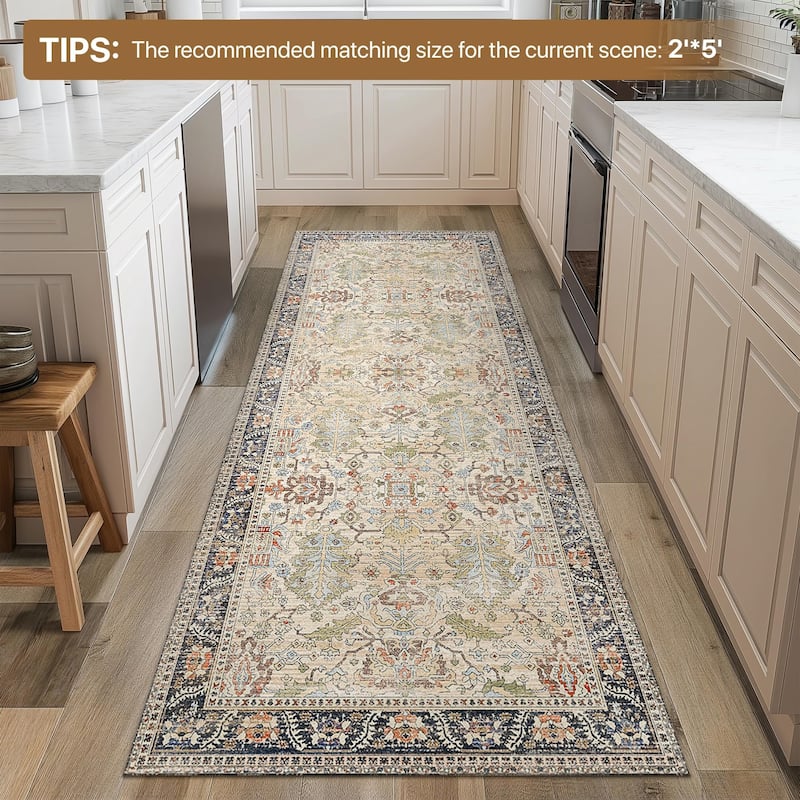 Mcow Modern Machine Washable Low Pile Lightweight Soft Print Area Rugs