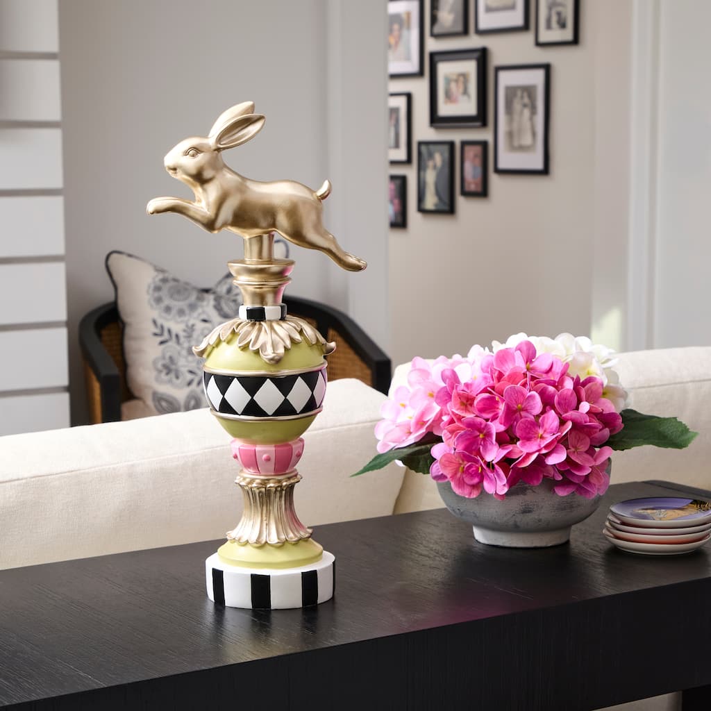 17" Resin Garden Bunny Topiary