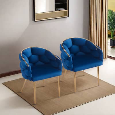 Set of 2 Luxury Handmade Accent Chair with Gold Legs, Modern Velvet Armchair Dining Chair for Living Room Bedroom
