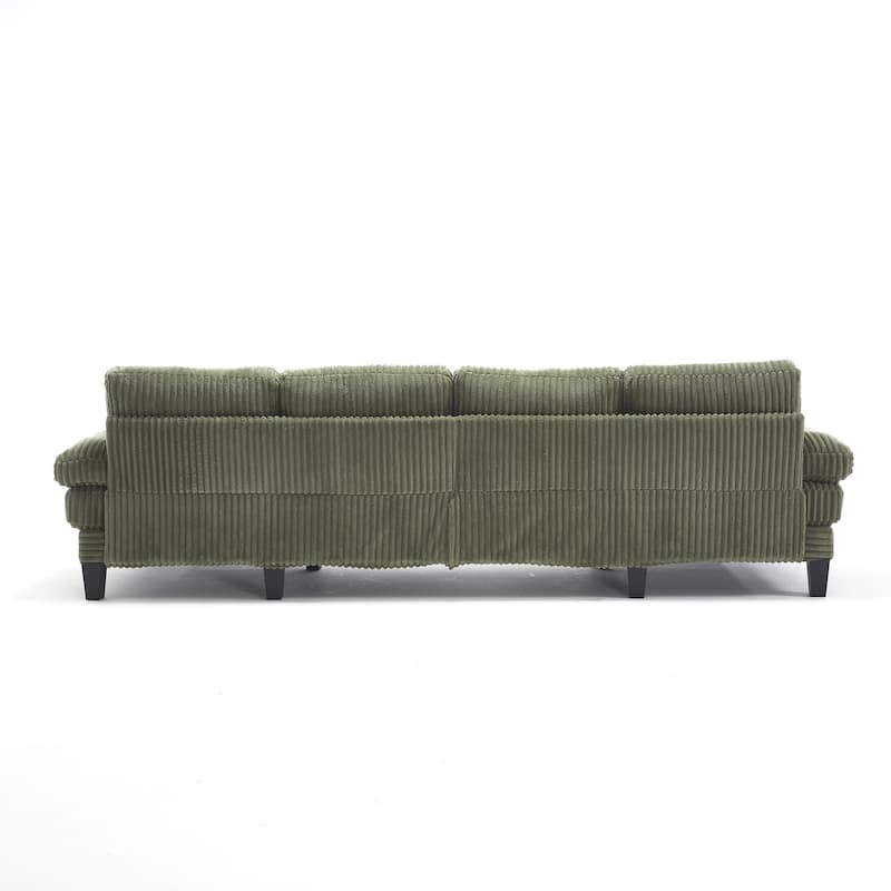 Symmetrical Corduroy Double Chaise Couch U-shaped Sectional Sofa