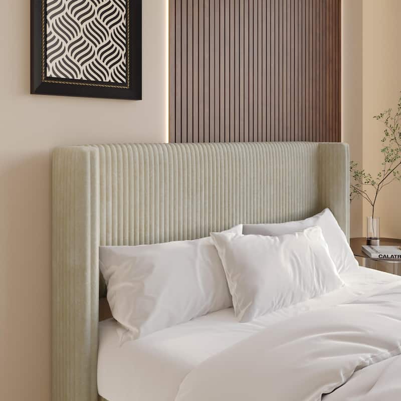 Clayfell Lenox Upholstered Wingback Headboard, Soft Corduroy, Easy to Assemble