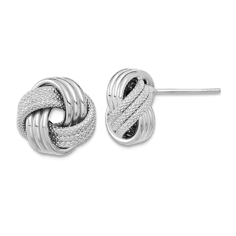 Curata 10k or 14k Yellow or White Gold 10.5mm Textured Triple Love Knot Post Earrings
