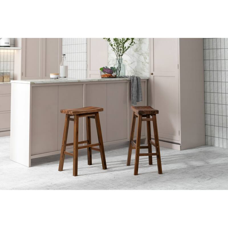 Sonoma Backless Saddle Stool - Set of 2 - Chestnut Wire-Brush - Bar Height