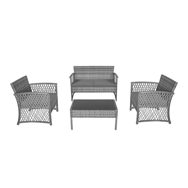Madison Outdoor 4-Piece Rattan Patio Furniture Chat Set