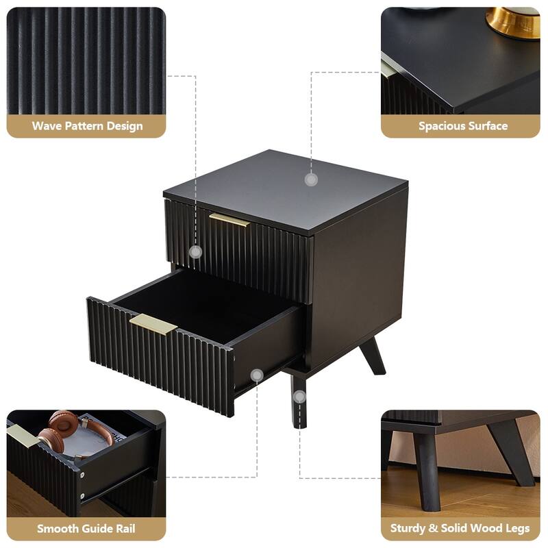 2-Drawer Wood Nightstand