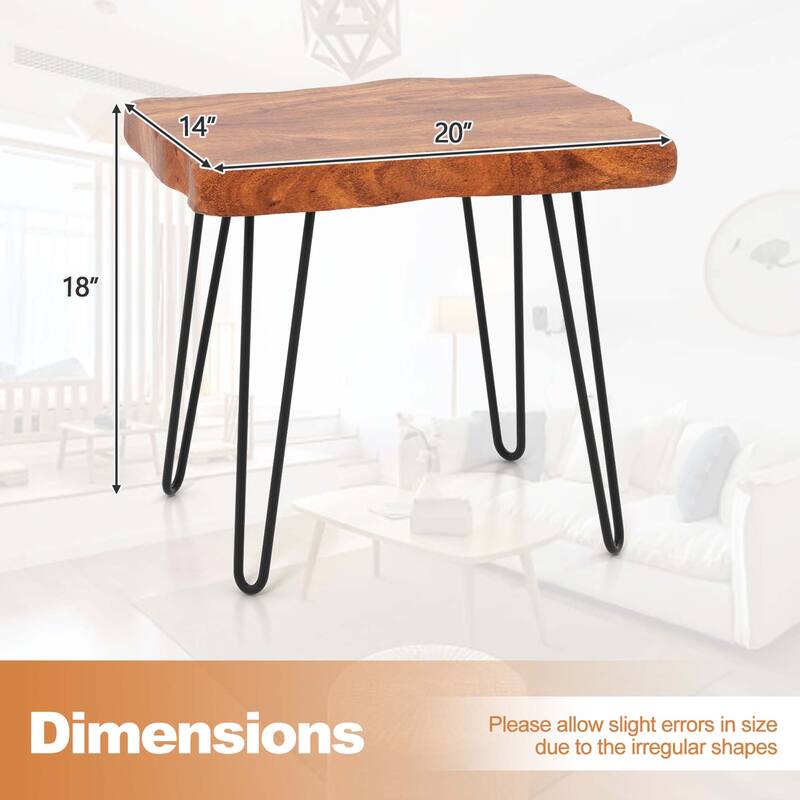 Costway Rectangular End Table Accent Side Reclaimed Indonesia Teak