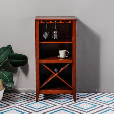 Walnut Finish Wine Storage Cabinet - 36" H x 17.5" W x 13.38" D