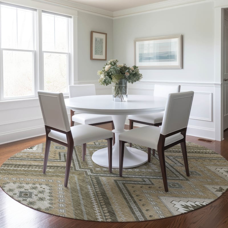 Machine Washable Indoor/ Outdoor Global Boho Chantille Rug