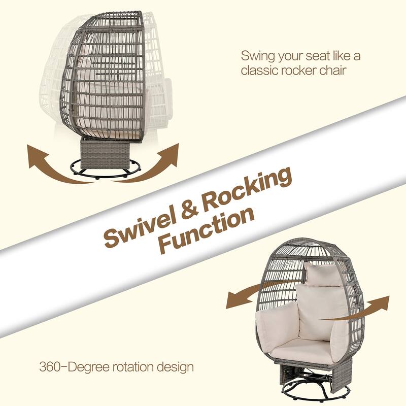 Nestfair Rattan Egg Patio Chair Swivel Chair with Rocking