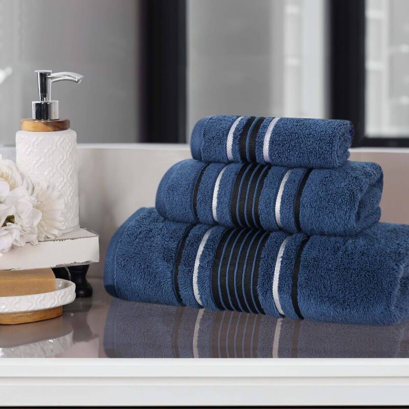 Superior Sadie Zero Twist Cotton Solid Absorbent 3 Piece Towel Set