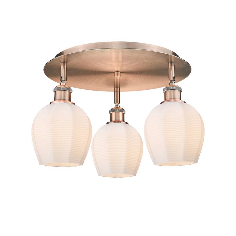 Innovations Lighting Norfolk - 3 Light 18" Flush Mount - Antique Copper/Matte White