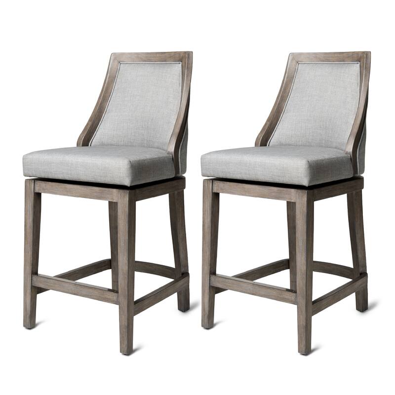 Maven Lane Vienna Swivel Kitchen Stool - Set of 2 - Reclaimed Oak - Counter Height