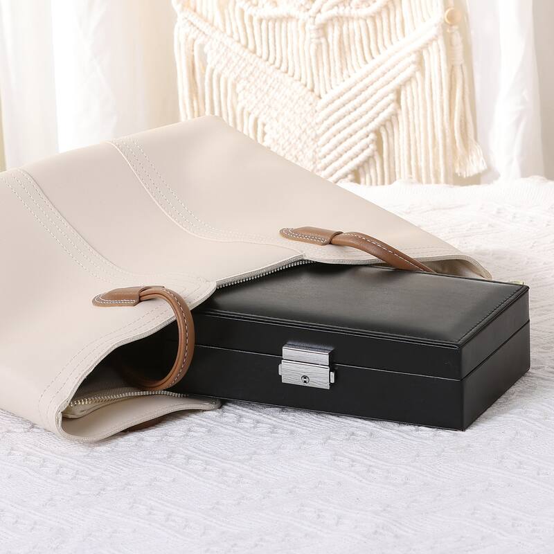 Small Jewelry Boxes, Portable Travel Jewelry storage, Large Capacity for Rings Earrings Necklace - 21x12x6cm