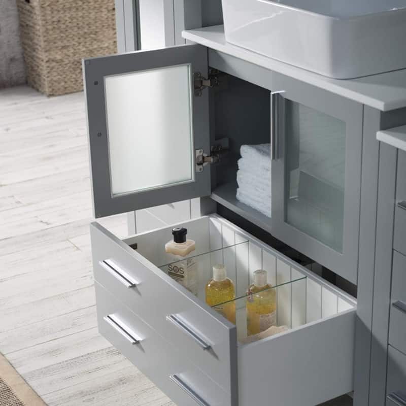 Blossom Sydney 102" Double Sink Vanity Set with Linen Closet & Mirrors