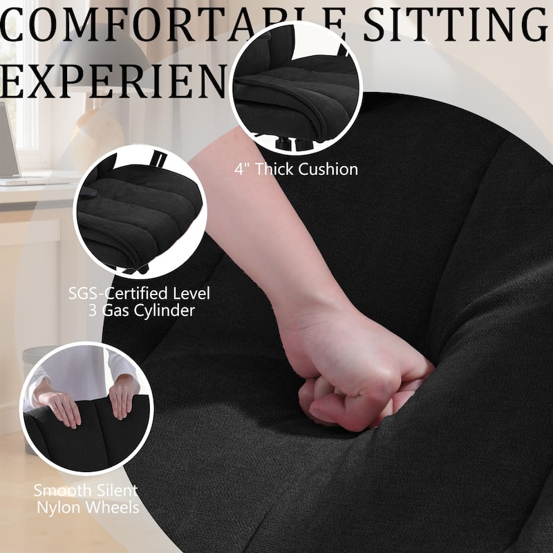 BOSSIN Criss Cross Office Chair with Flip-Up Arms - Wide Seat Desk Chair with Dynamic Airbag Lumbar Support & Wheels