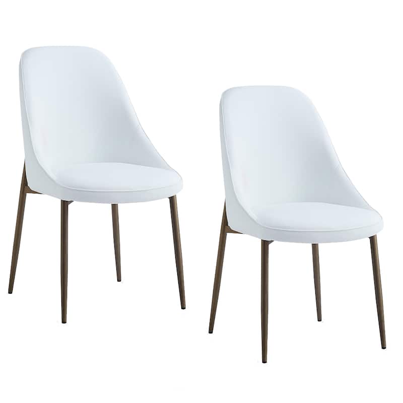 Modern Faux Leather and Metal Side Chair, Set of 2 - N/A
