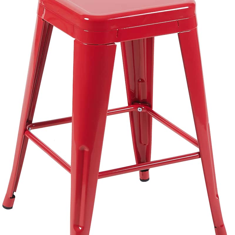 AC Pacific 24 Inch Industrial Stackable Metal Counter Stools Set of 2