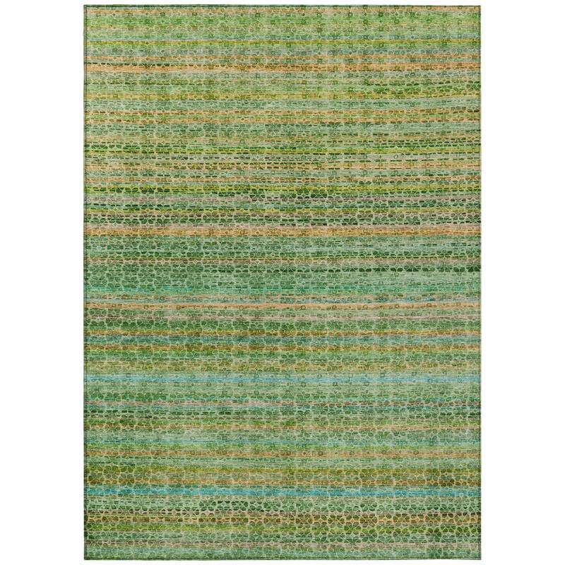 Machine Washable Indoor/Outdoor Transitional Striped Chantille Rug