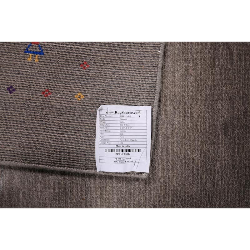 Earth Tone Tribal Gabbeh Indian Area Rug Silk Carpet - 8'0" X 9'10"