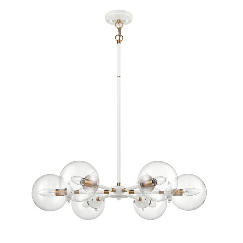 Boudreaux 23-inch Wide 5-Light Chandelier in Matte Black with Antique Gold - 28in W x 28in D x 6in H - Matte White