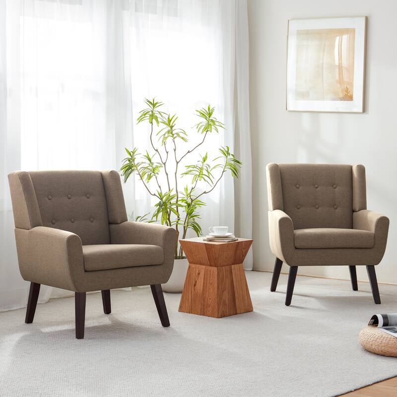 HUIMO Modern Linen Upholstered Armchair Tufted Accent Chair
