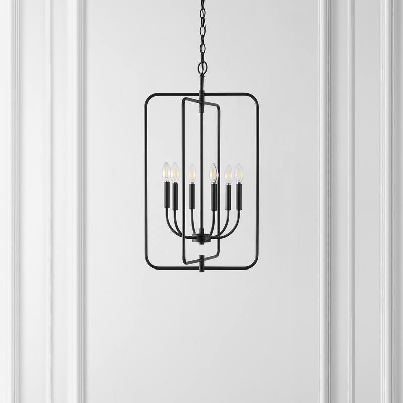 SAFAVIEH Lighting Noelline 6-Light Adjustable Pendant Chandelier (LED Bulbs Included) - Black - 17Wx15Dx95H