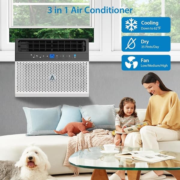 GE Profile 6,000 BTU Smart Saddle Window Air Conditioner – Ultra Quiet, Energy Star, Fits Small Rooms Up To 250 Sq. Ft., Keeps Your Window View Clear