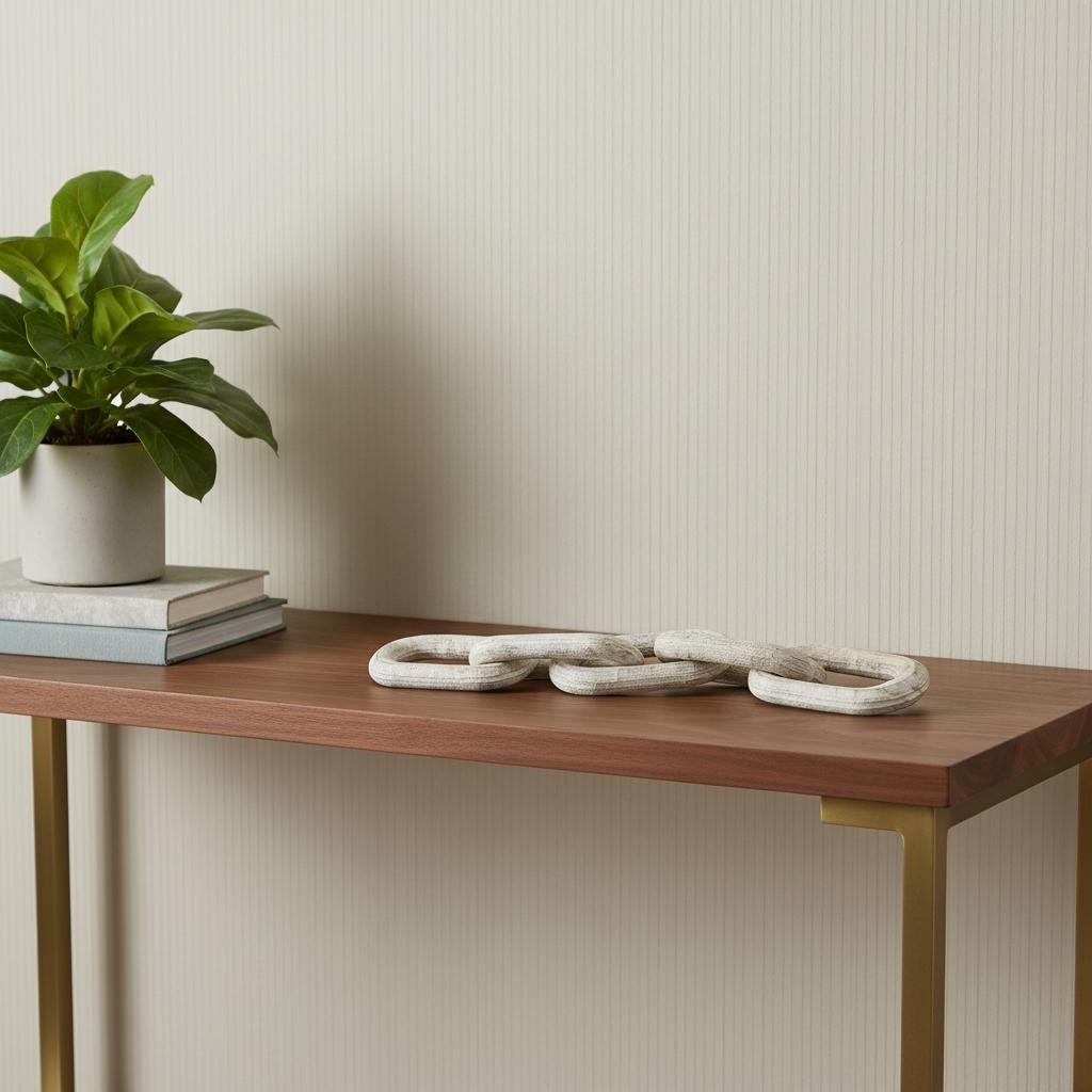 HomeRoots 5" Beige Solid Wood Tabletop Sculpture - 29.00 in. x 5.00 in. x 5.00 in.