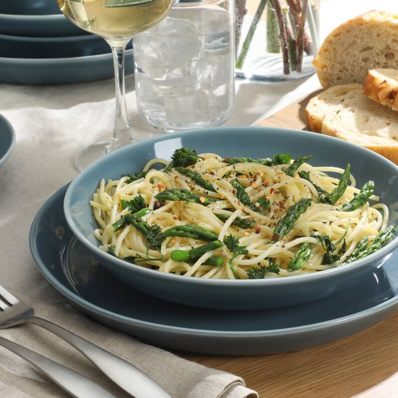 Gibson Home Summer Shades 16 Piece Plates and Bowls Dishes Service for 4 Stoneware Dinnerware Set