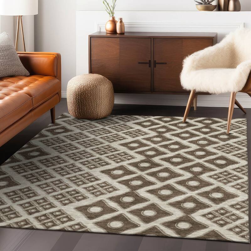 Machine Washable Indoor/ Outdoor Chantille Diamond Rug
