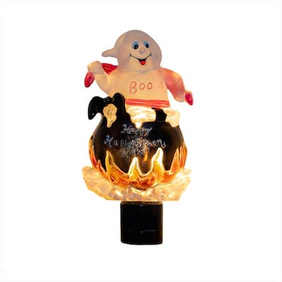 Novelty Lights LED Ghost in Gauldron Halloween Night Light with Swivel Plug