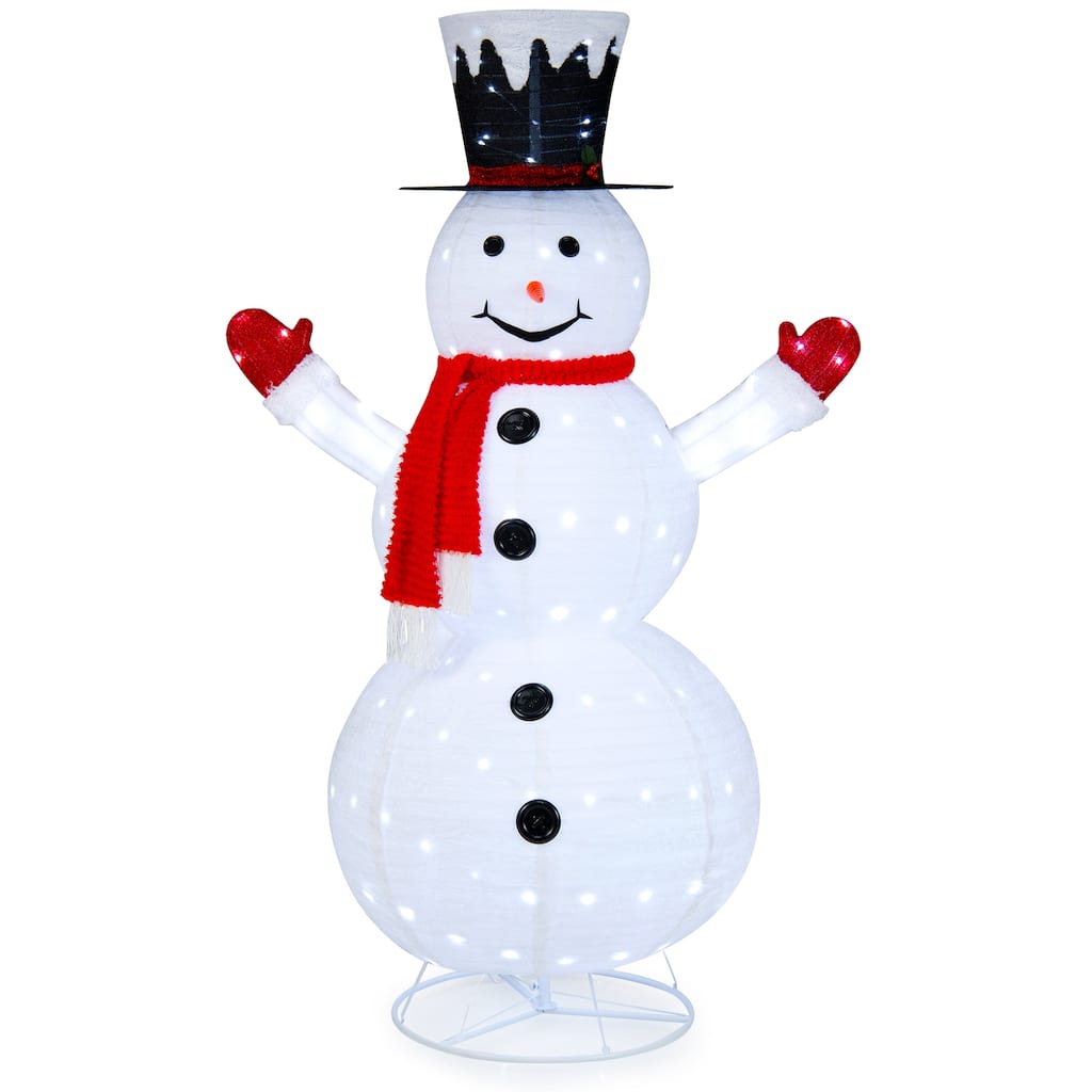 Gymax 6FT Pre-Lit Pop-Up Flannel Snowman Collapsible Christmas Decor - See Details