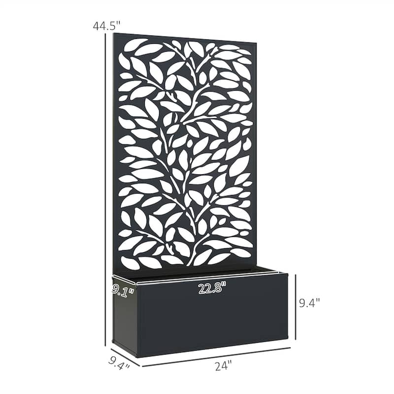 24" Black Metal Wall-Mountable Raised Garden Bed with Drainage Slots for Healthy Plants - 24" L x 9.1" W x 44.5" H