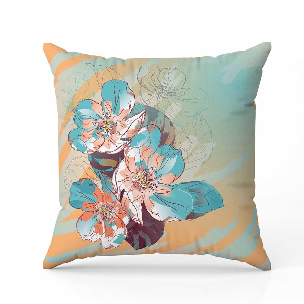 Rosemary Romance Faux Suede Reversible Throw Pillow Orange and Cyan