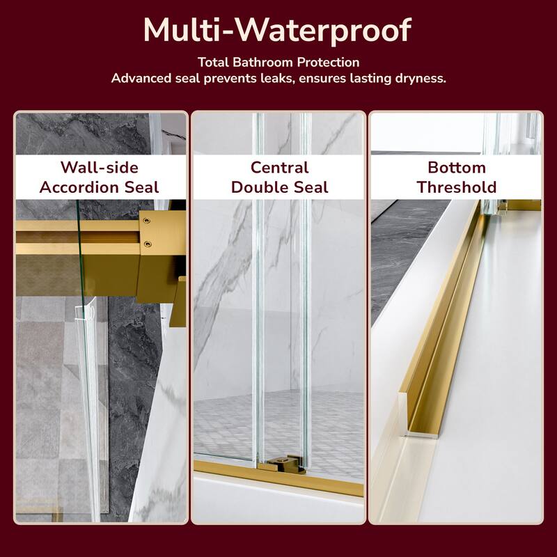 GDFStudio - Modern Minimalist Frameless Double Sliding Shower Door with 3/8" SGCC Tempered Glass & Stainless Steel Hardware