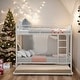 preview thumbnail 1 of 10, Twin-Over-Twin Metal Bunk Bed With Trundle,Can be Divided into two beds,No Box Spring needed White