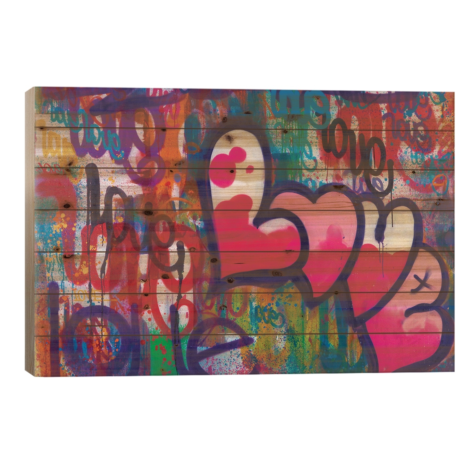 One Love IV Print On Wood by KBM - Multi-Color
