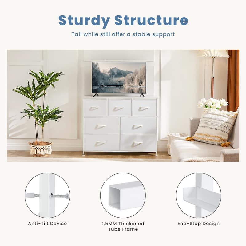 Tall Dresser Storage Tower with 7 Fabric Drawers