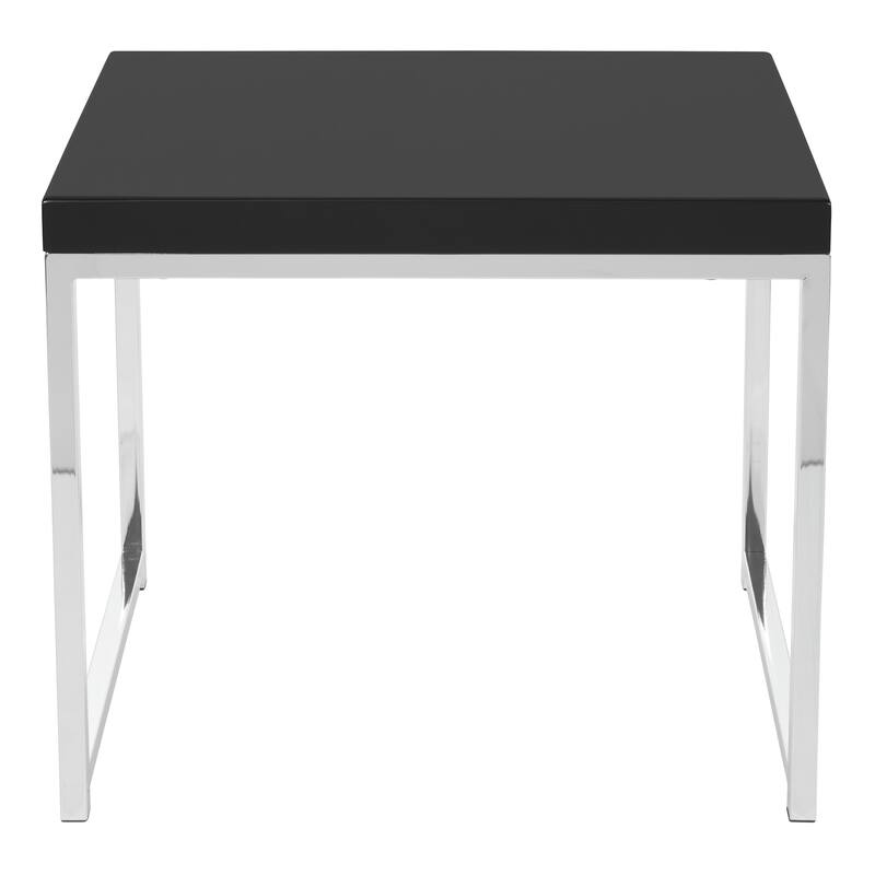 Wall Street End Table in Chrome and Black Finish
