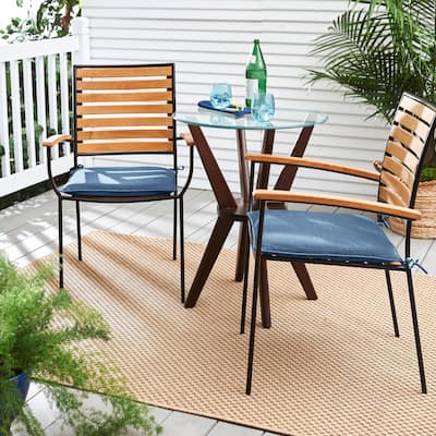 Blue Indoor/ Outdoor Corded Chair Pad Set (Set of 2)