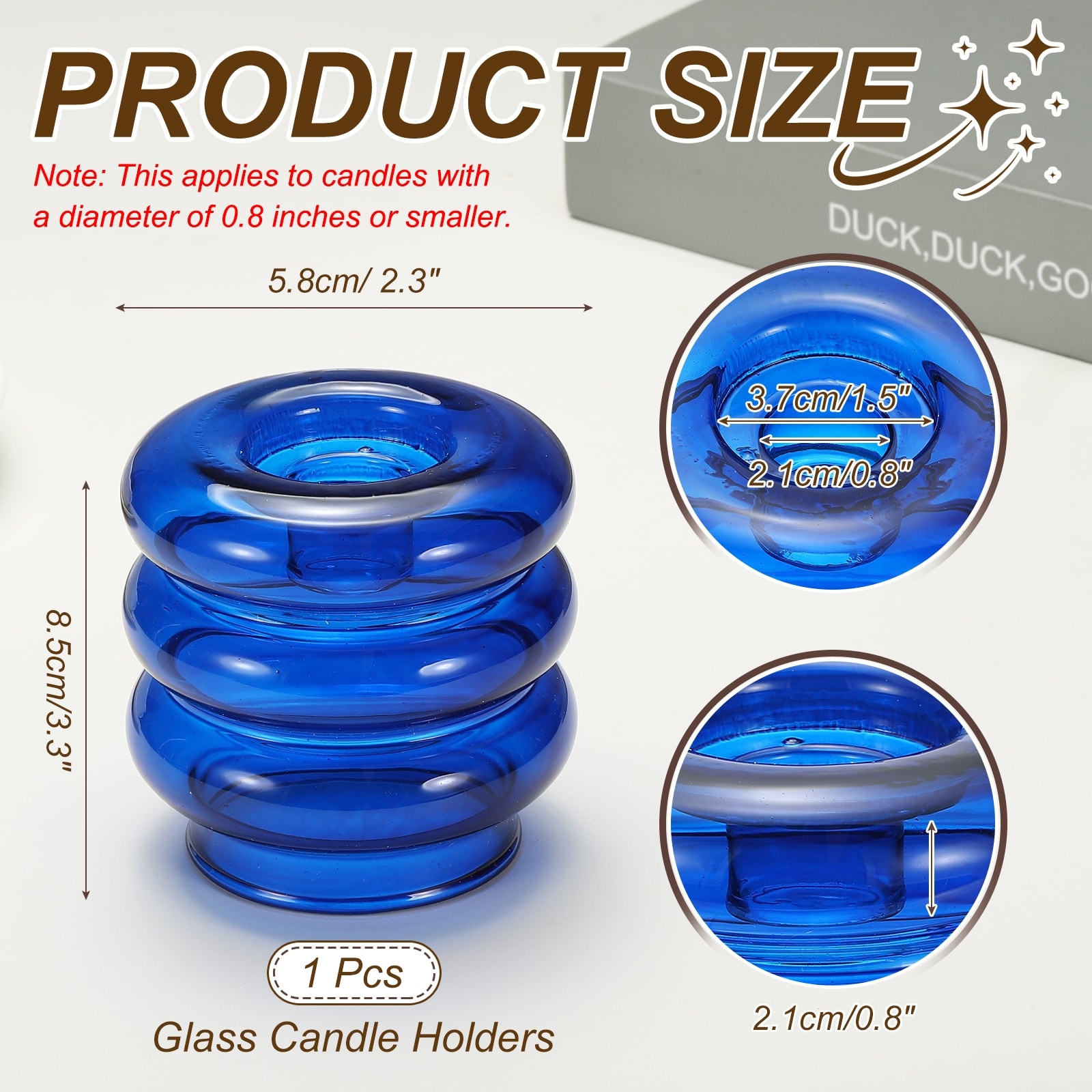 Glass Candle Holders Taper Stand for Column Candles - 3.3 inch