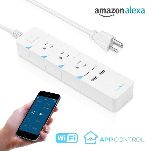 Wi-Fi Accessible Power Strip, 3 AC Outlets + 2 USB Charging Ports