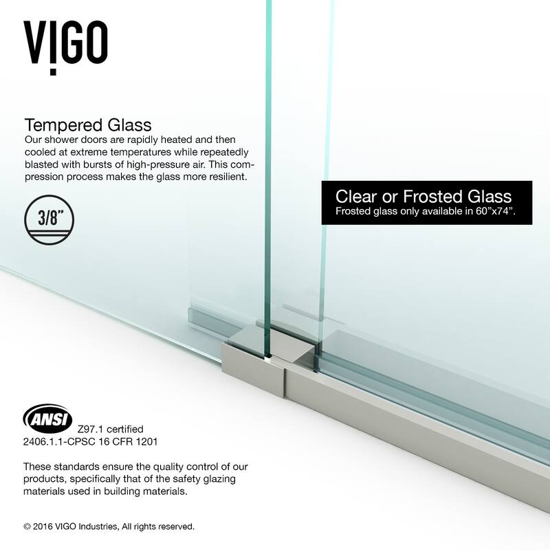 VIGO Elan 56" to 60" W x 66" H Frameless Sliding Tub Door