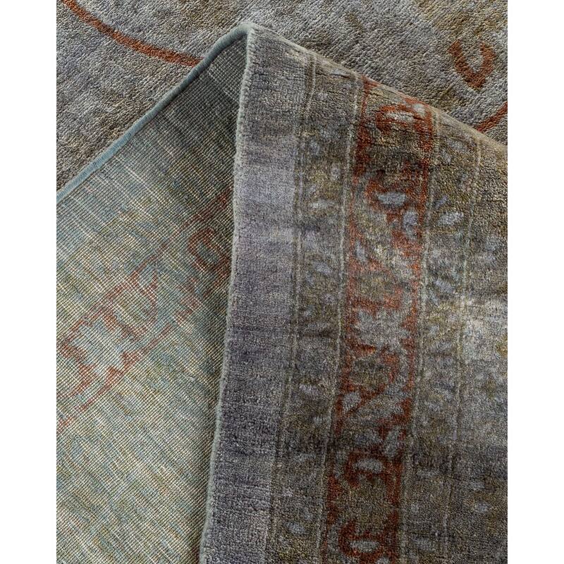 Overton Hand Knotted Wool Vintage Inspired Modern Contemporary Overdyed Gray Area Rug - 10' 0" x 13' 7"