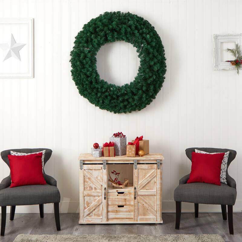 Pre-Lit Pine Artificial Christmas Wreath, 48-Inch, Warm White LED Lights