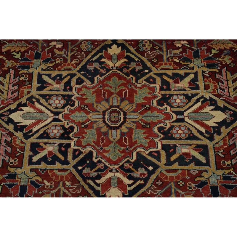 Hand Knotted Oriental 100% Wool Carpet Traditional Medallion Oranges & Rust Heriz (serapi) Area Rug - 10' 6'' X 8' 3''