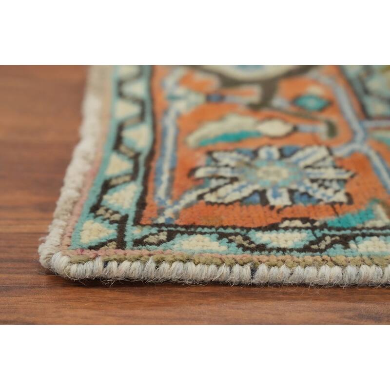Hand Knotted Oriental 100% Wool Carpet Traditional Floral Green Tabriz Area Rug - 6' 8'' X 4' 10''