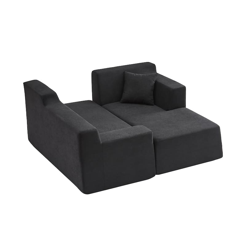 Modern L-Shaped Corduroy High Back Sofa, Right-Hand Facing (RHF)