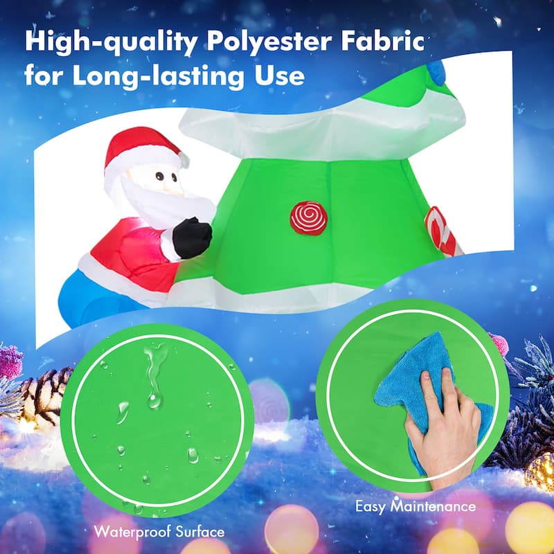 Gymax 7FT Self Inflatable Santa Claus Climbing Tree Christmas - See Details